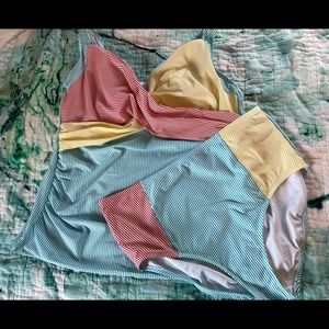 Plus Size Lands' End UPF 50 Surplice Wrap Seersucker Tankini Top & bottom